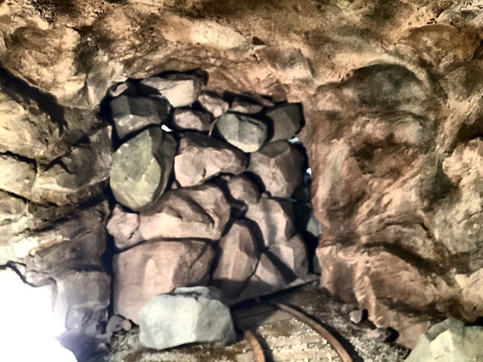 Close-up of carved and aged cave rock texture