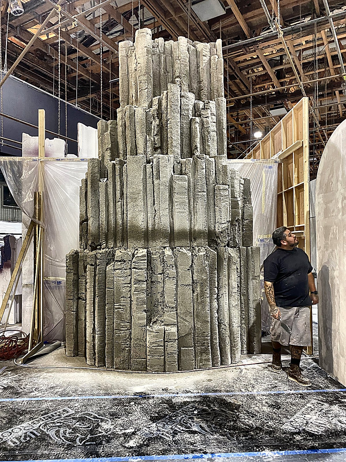 Sculpted basalt column wall finished by Stoneforge