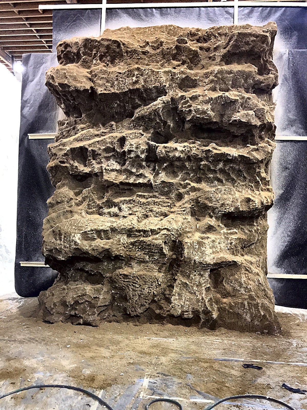 Hand-carved stone and cave feature wall