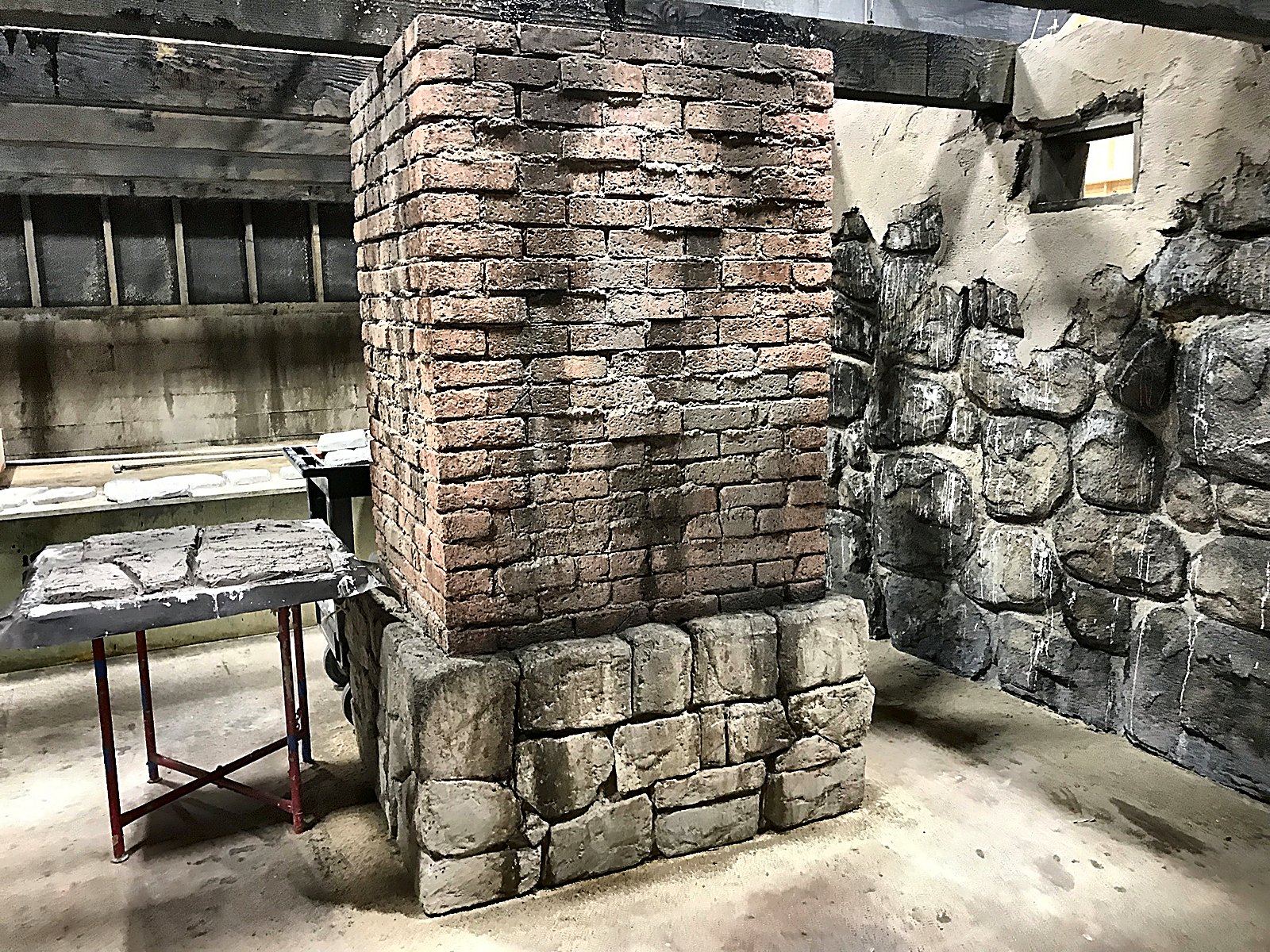 Aged stone and brick column